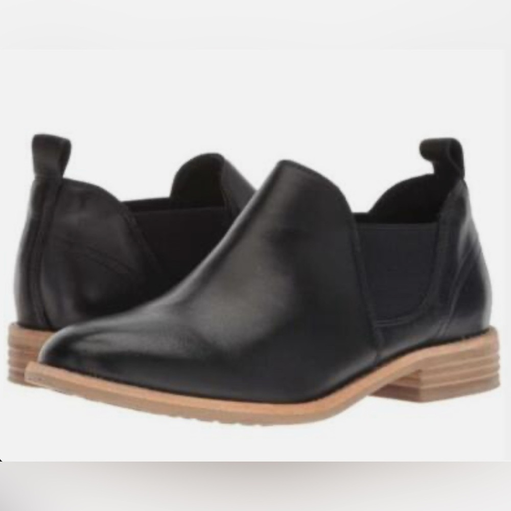 CLARKS EDENVALE PAGE BLACK LEATHER  SLIP ON CHELSEA STYLE BOOTIES Size 7